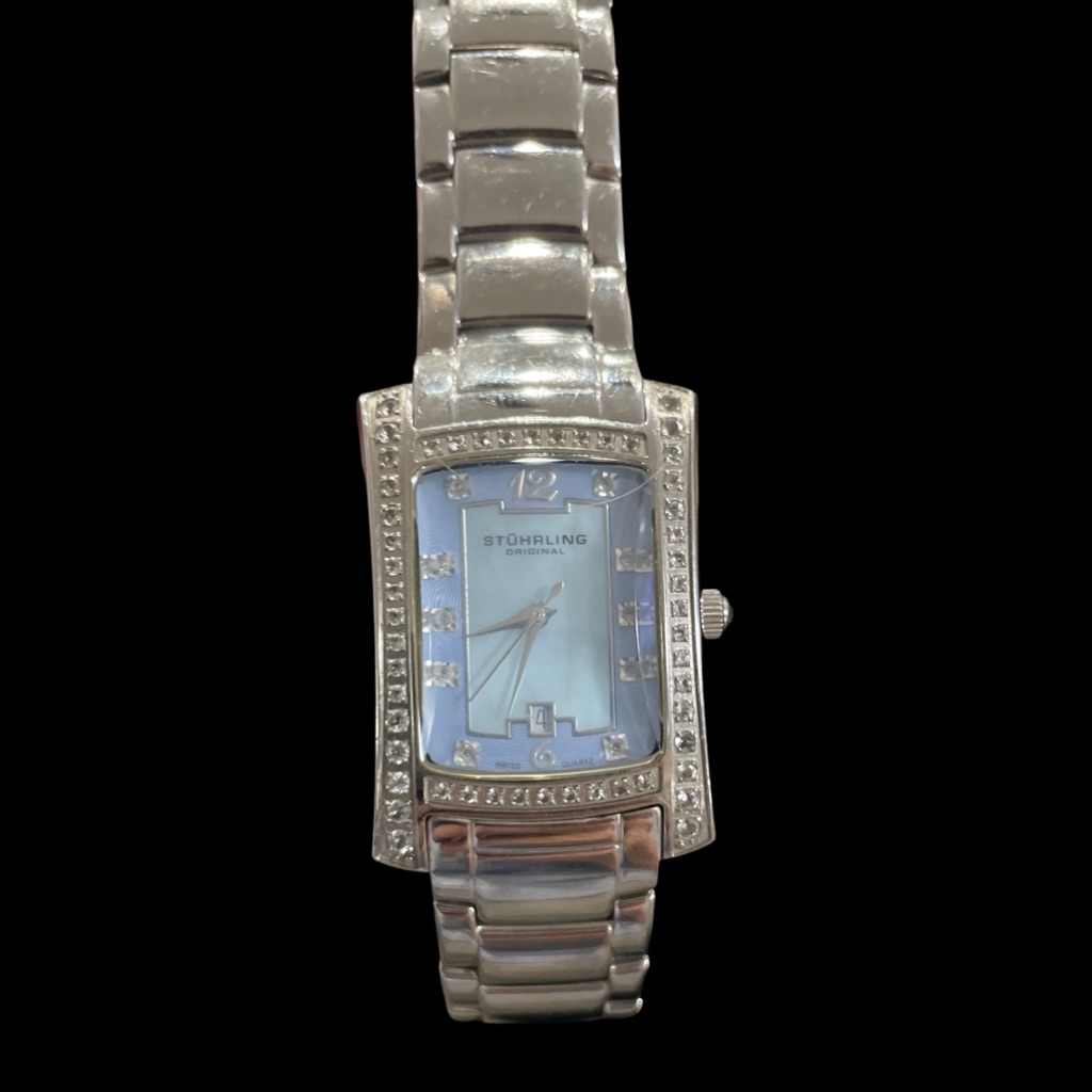 Stuhrling Ladies Stainless Steel Watch With Blue Face